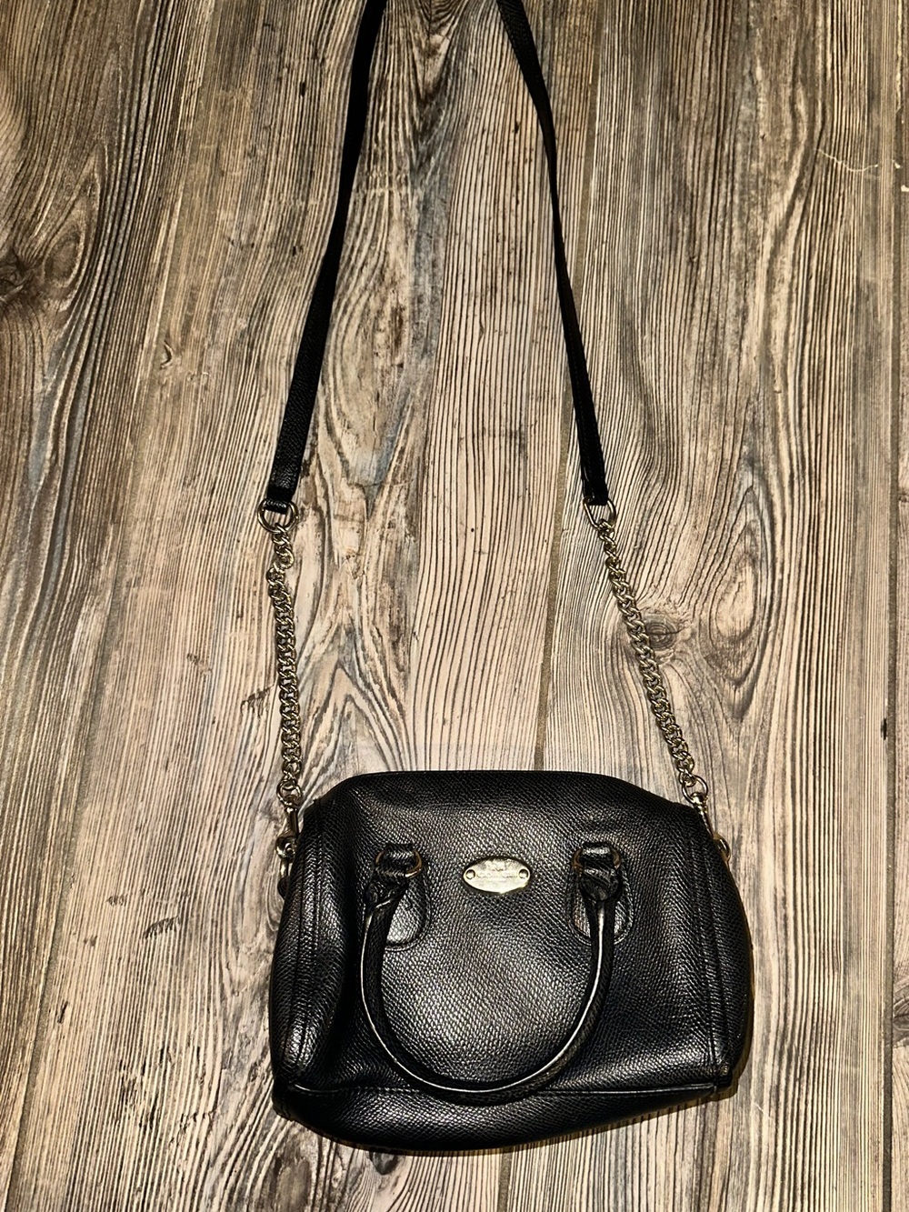 Coach Mini Black Leather Crossbody Satchel - Women's Bag Removable Strap